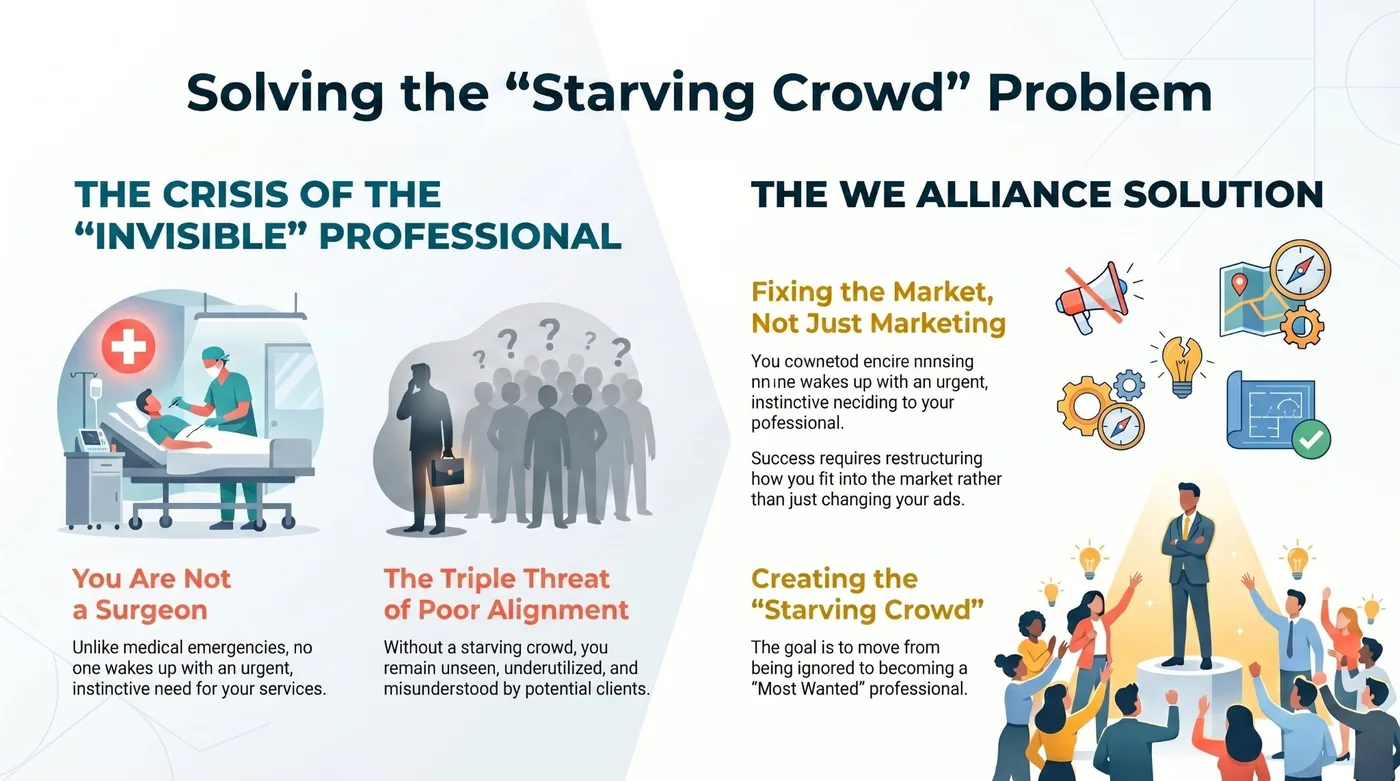 Visual explaining the starving crowd problem and invisible professional crisis